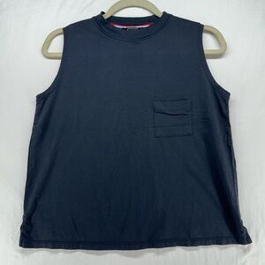 AYR Tank Top XS Sleeveless Pima Cotton T Shirt Front Pocket Gray Crew Neck